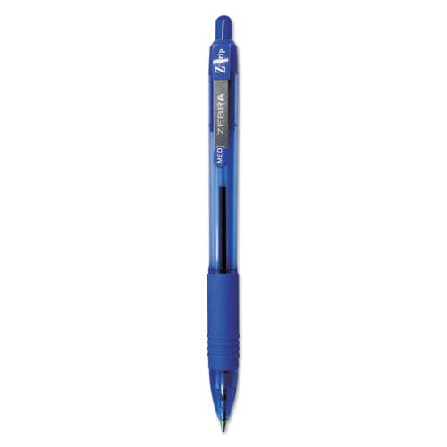 Zebra Z-grip Ballpoint Pen Retractable Medium 1 Mm Blue Ink Clear Barrel 12/pack - School Supplies - Zebra®