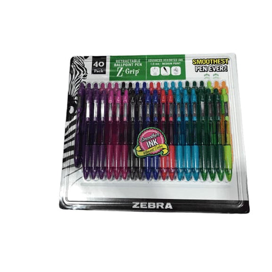 Zebra Z-Grip Retractable Ballpointe Pens Medium Point 1.0mm 40 Count, 9 Assorted Colors - ShelHealth.Com