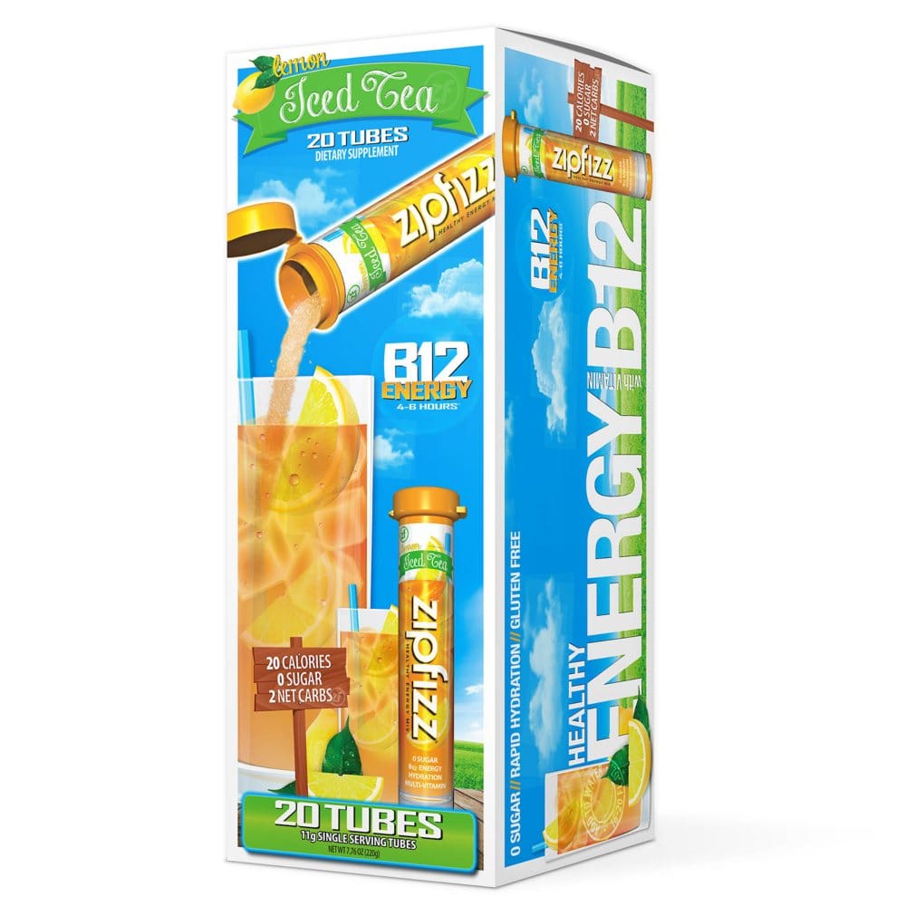 Zipfizz Energy Drink Mix Lemon Iced Tea (20 ct.) - Diet Nutrition & Protein - Zipfizz Energy