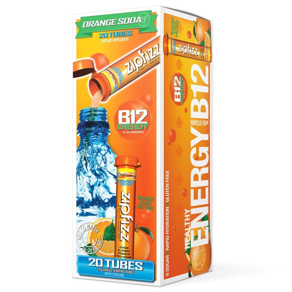 Zipfizz Energy Drink Mix Orange Soda (20 ct.) - Diet Nutrition & Protein - Zipfizz Energy