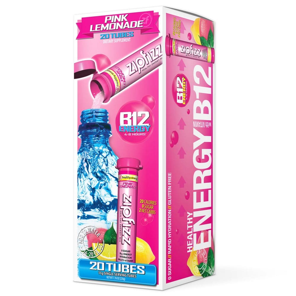 Zipfizz Energy Drink Mix Pink Lemonade (20 ct) - Diet Nutrition & Protein - Zipfizz Energy