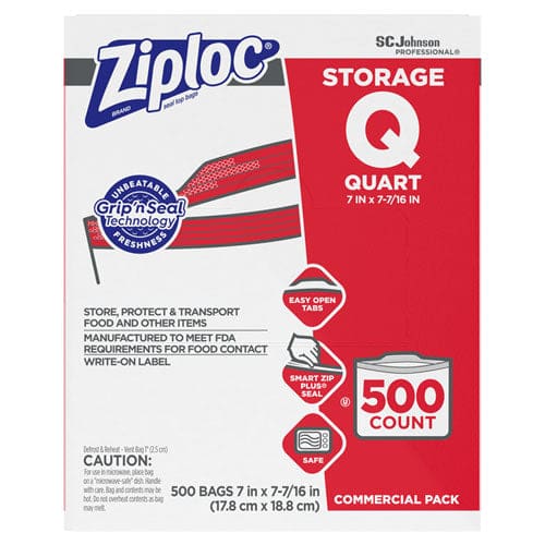 Ziploc Double Zipper Storage Bags 1 Gal 1.75 Mil 10.56 X 10.75 Clear 38 Bags/box 9 Boxes/carton - Food Service - Ziploc®