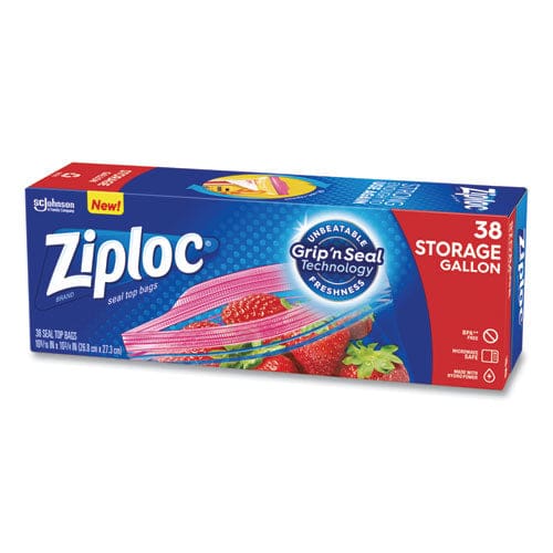 Ziploc Double Zipper Storage Bags 1 Gal 1.75 Mil 10.56 X 10.75 Clear 38 Bags/box 9 Boxes/carton - Food Service - Ziploc®