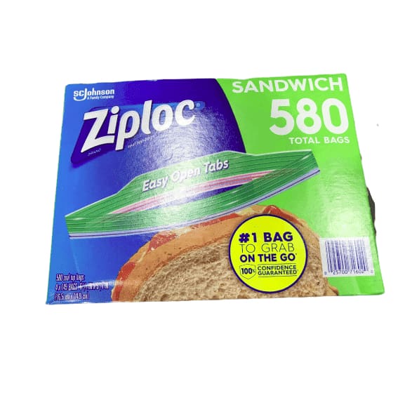 Ziploc Easy Open Tabs Sandwich Bags 580, 145 Count (Pack of 4) - ShelHealth.Com