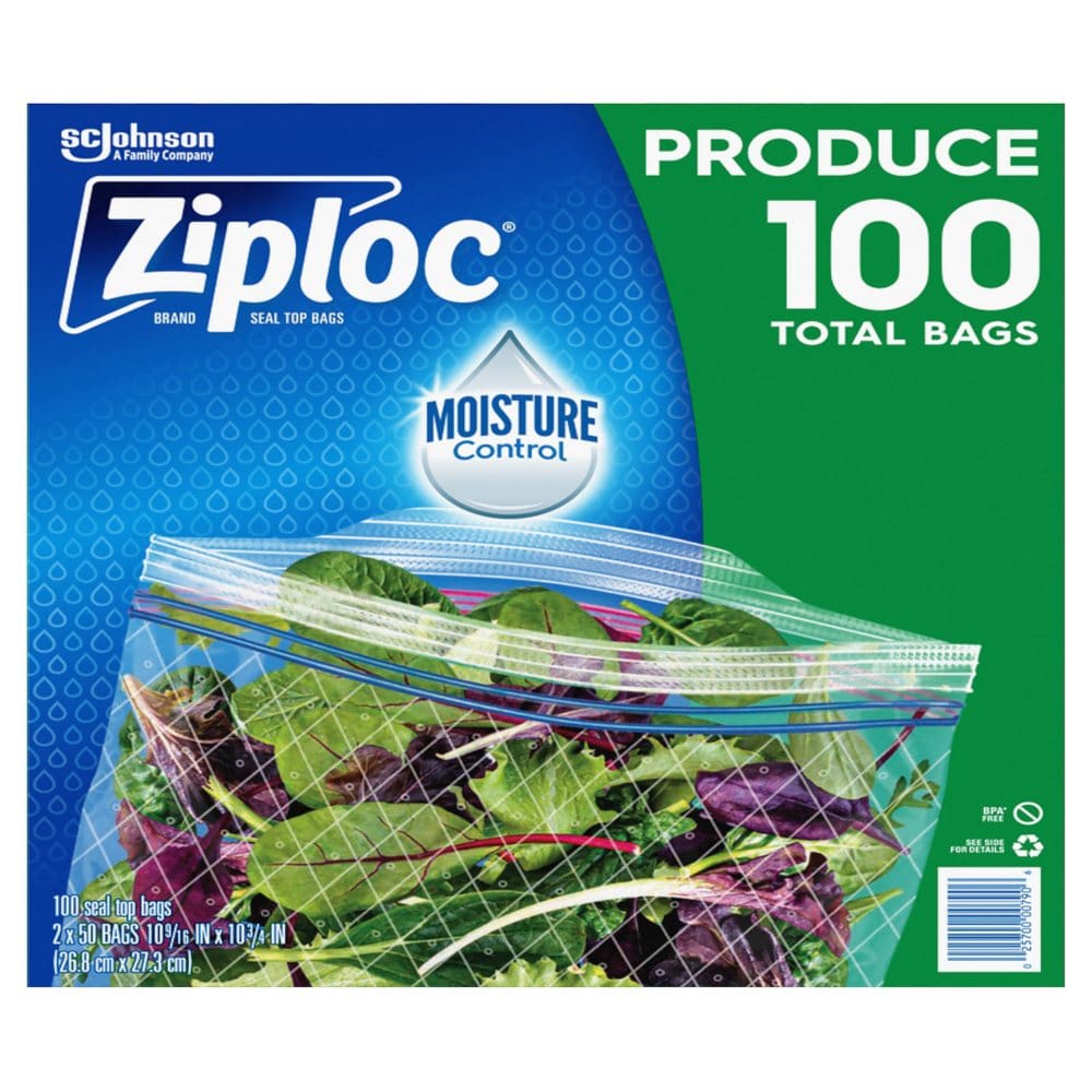 Ziploc Produce Bags w/ Seal Top (100 ct.) - Paper & Plastic - Ziploc Produce