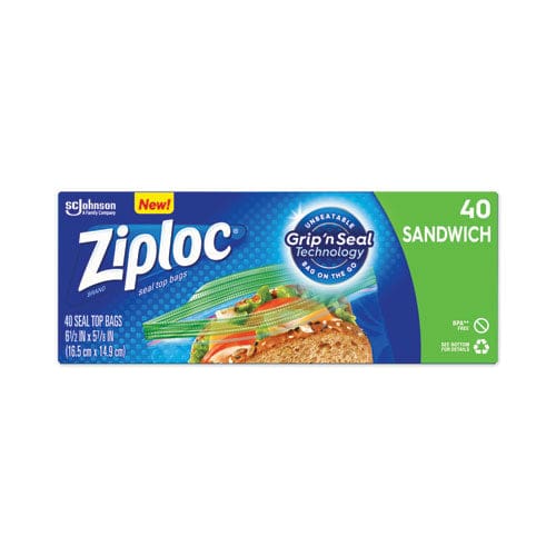 Ziploc Resealable Sandwich Bags 1.2 Mil 6.5 X 5.88 Clear 40 Bags/box 12 Boxes/carton - Food Service - Ziploc®