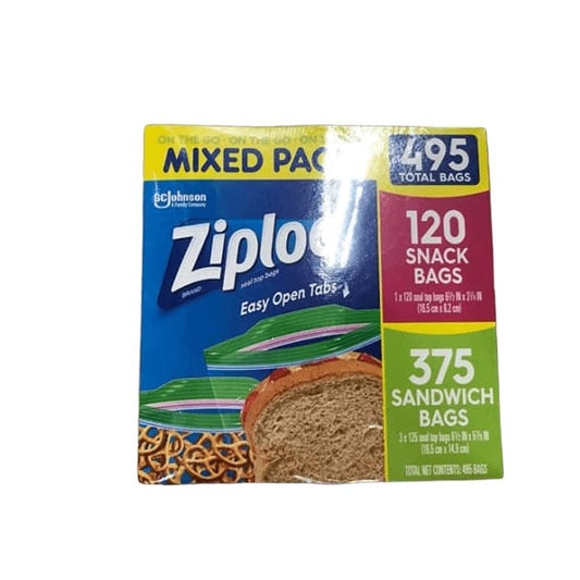 Ziploc Snack Bag and Sandwich Bag Mixed Pack, 495 pk. - Clear - ShelHealth.Com