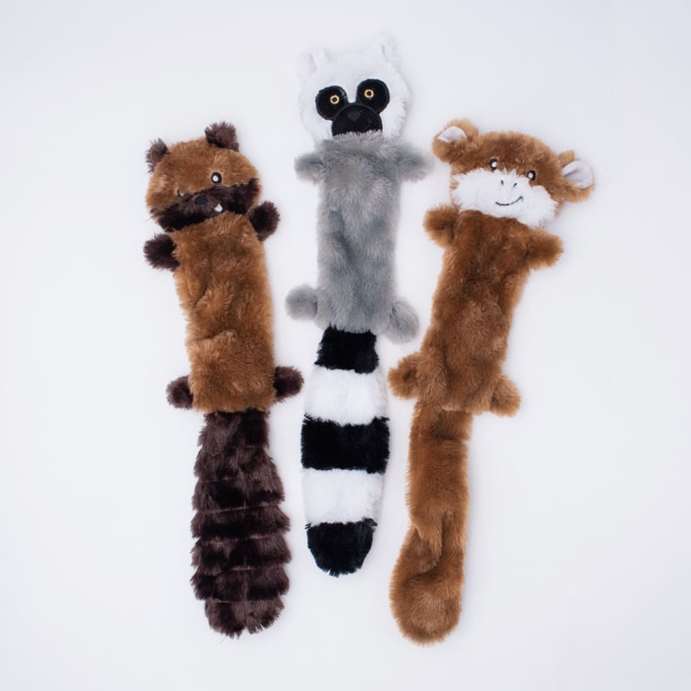 ZippyPaws Skinny Peltz Dog Toy Chipmunk; Lemur; Monkey 1ea-LG; 3 pk - Pet Supplies - ZippyPaws