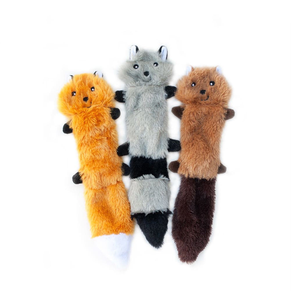 ZippyPaws Skinny Peltz Dog Toy Fox; Raccoon; Squirrel 1ea-SM; 3 pk - Pet Supplies - ZippyPaws