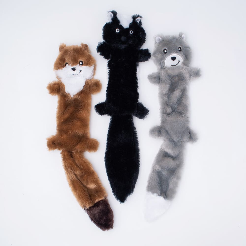 ZippyPaws Skinny Peltz Dog Toy Weasel; Skunk; Wolf 1ea-LG; 3 pk - Pet Supplies - ZippyPaws