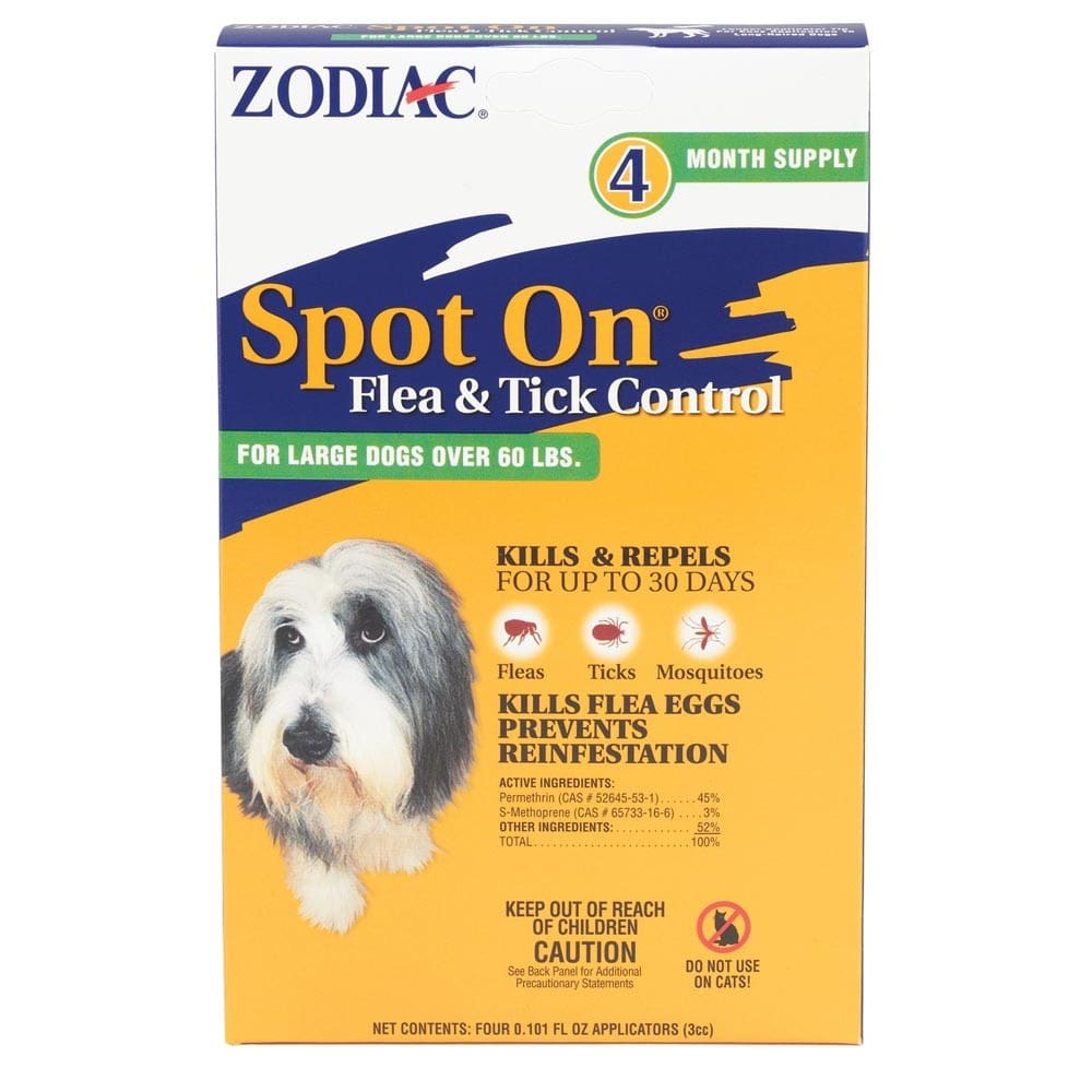 Zodiac Flea and Tick Spot On for Dogs Large Over 60 Pounds 4 Pack - Pet Supplies - Zodiac