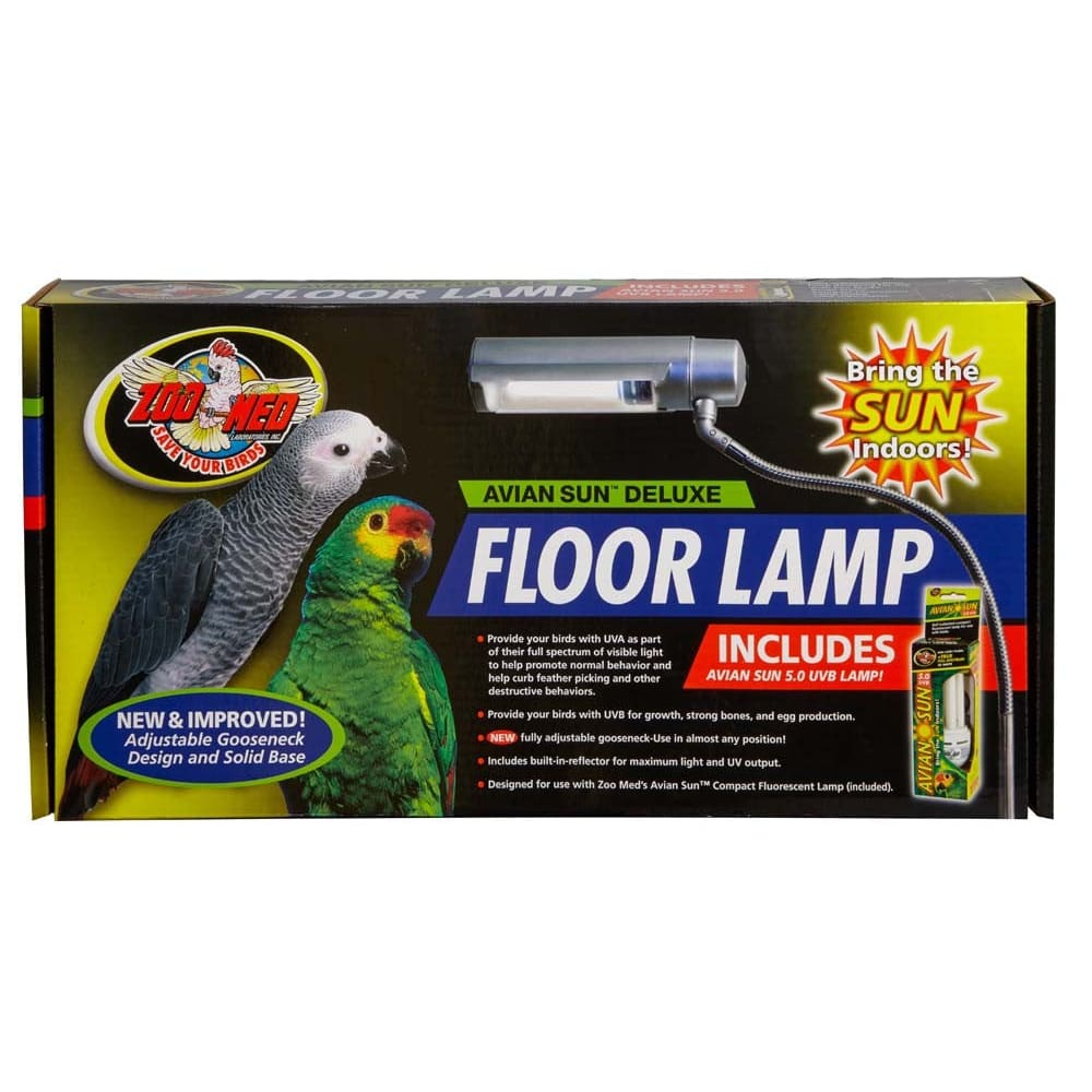 Zoo Med Avian Sun Deluxe Floor Lamp with Avian Sun 5.0 UVB Lamp White 73 in - Pet Supplies - Zoo Med