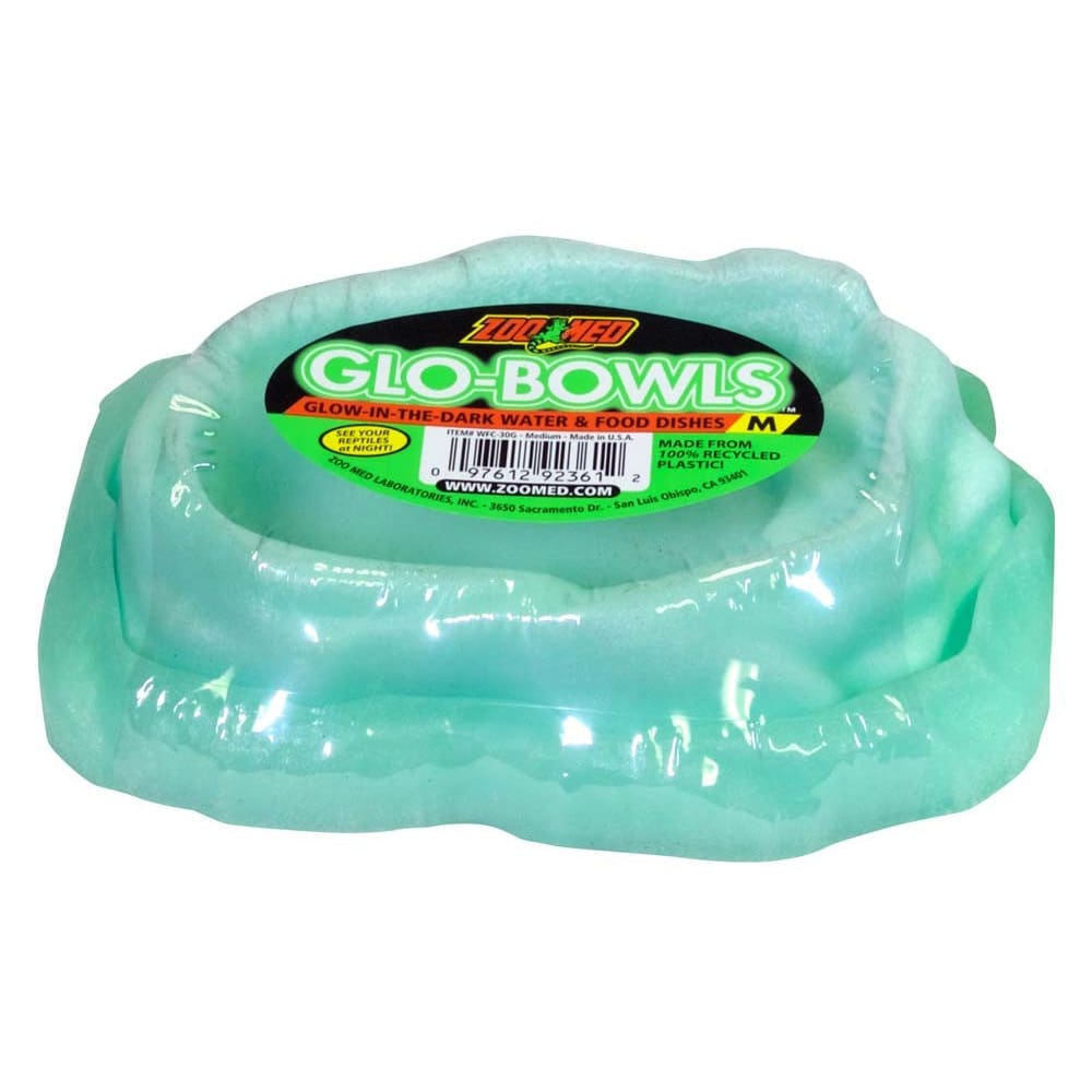 Zoo Med Glo-Bowl Glow in the Dark Combo Bowl Green Medium - Pet Supplies - Zoo Med