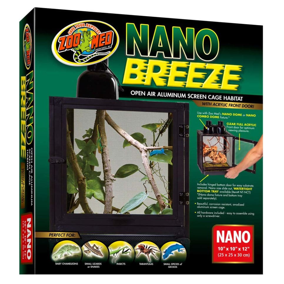 Zoo Med Nano Breeze Aluminum Screen Cage Black Small - Pet Supplies - Zoo Med