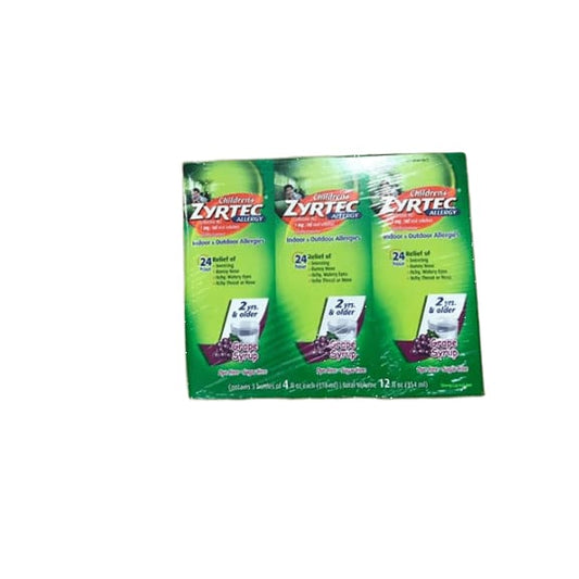 Zyrtec Children's Indoor and Outdoor Allergy Relief Syrup, 3 pk./4 fl. oz. - ShelHealth.Com